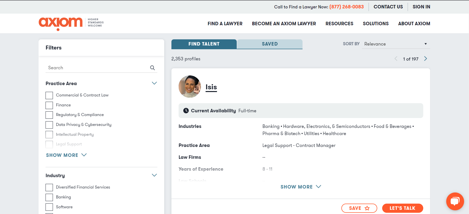 Image of Lawyer Isis's profile on Axiom's Access Legal Talent platform