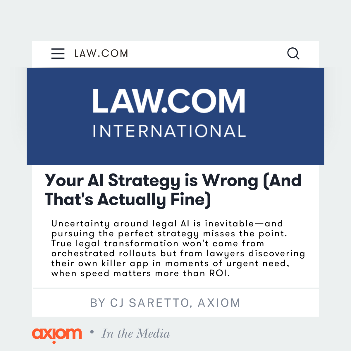 Law.com International: Your AI Strategy is Wrong